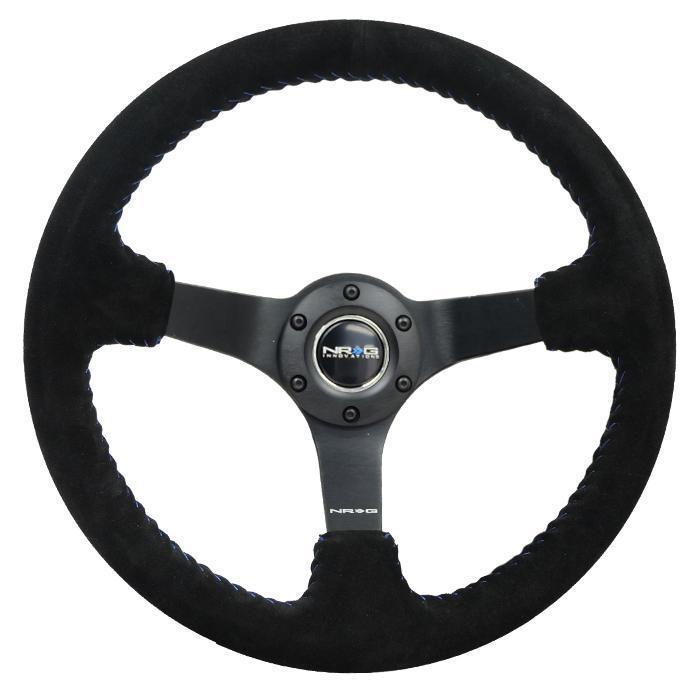 NRG Innovations, 350mm 3 in. Deep Dish Suede Grip Steering Wheel - RST-036MB-S-BL