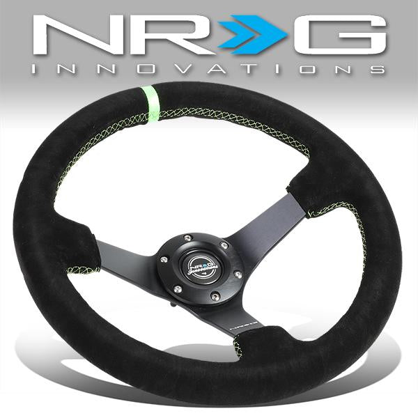 NRG Innovations, 350mm 3 in. Deep Dish Suede Grip Steering Wheel - RST-036MB-S-GN