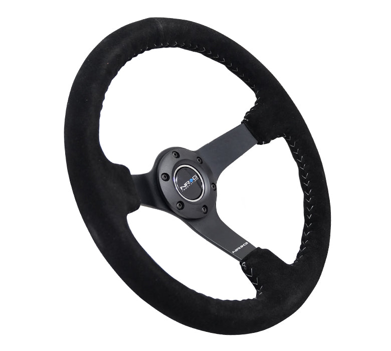 NRG Innovations, 350mm 3 in. Deep Dish Suede Grip Steering Wheel - RST-036MB-S-SL