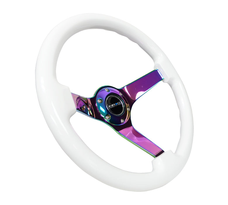 NRG Innovations, 350mm 3 in. Deep Dish White Wood Grain Steering Wheel - RST-036WT-MC