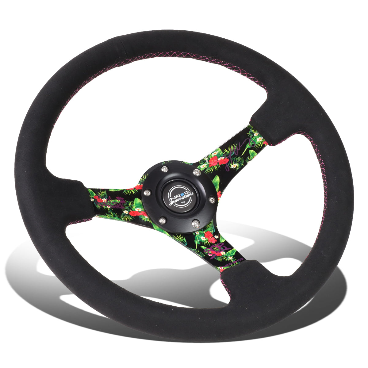 NRG Innovations, 350mm 3 in. Deep Forrest Wang Signature Alcantara Steering Wheel - RST-036TROP-FW