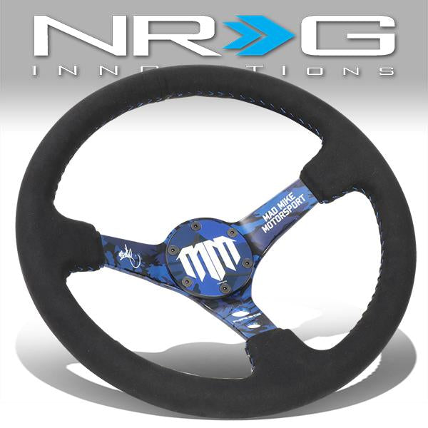 NRG Innovations, 350mm 3 in. Deep Mad Mike Signature Alcantara Steering Wheel - RST-020MB-C-MM