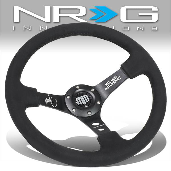 NRG Innovations, 350mm 3 in. Deep Mad Mike Signature Alcantara Steering Wheel - RST-020MB-MM