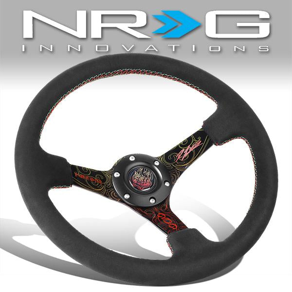 NRG Innovations, 350mm 3 in. Deep Ryan Litteral Signature Alcantara Steering Wheel - RST-036MB-RL