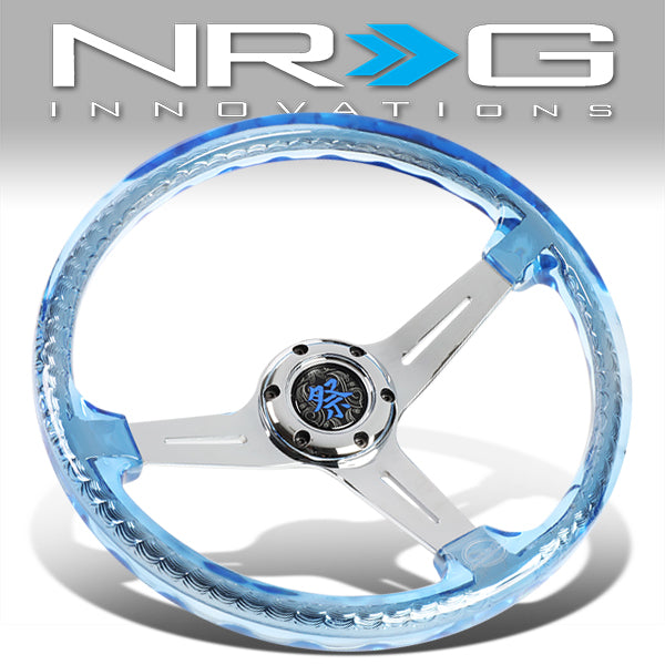 NRG Innovations, 350mm Aluminum 2 in.Deep Dish Acrylic Grip Steering Wheel - RST-027CH-BL