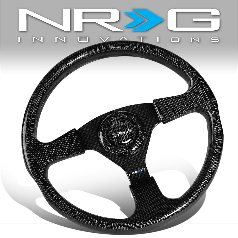 NRG Innovations, 350mm Flat Dish Carbon Fiber Spoke Steering Wheel - ST-012CF