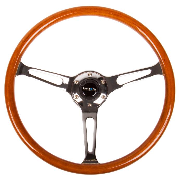 NRG Innovations, 380mm Aluminum Spoke Wood Grain Grip Steering Wheel - RST-360SL