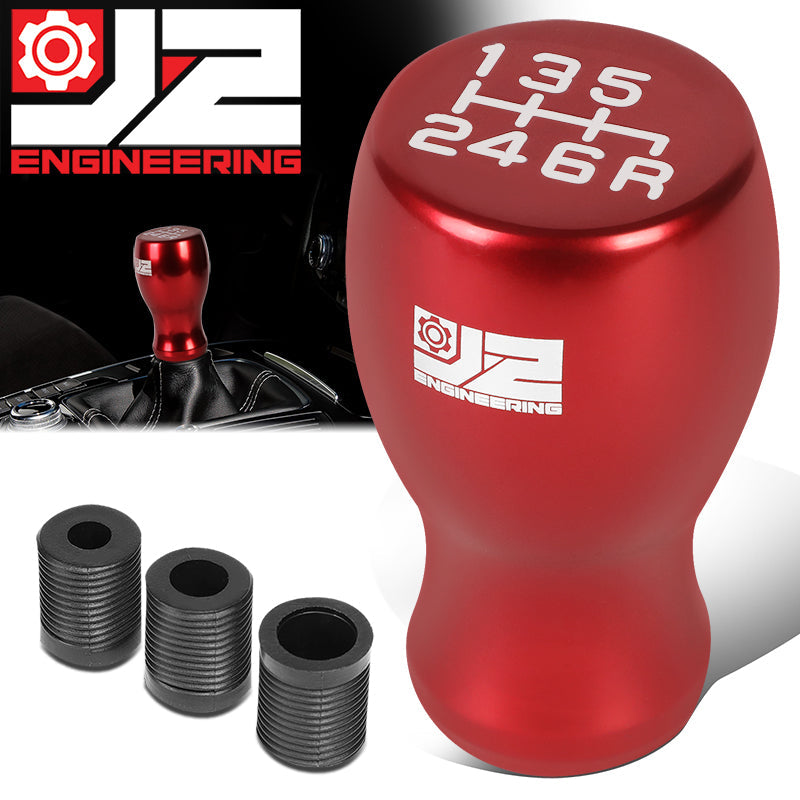 J2 Engineering, 40mm W X 67mm H 6-Speed Flat Top Teardrop Aluminum Shift Knob [A Variety of Color Options]