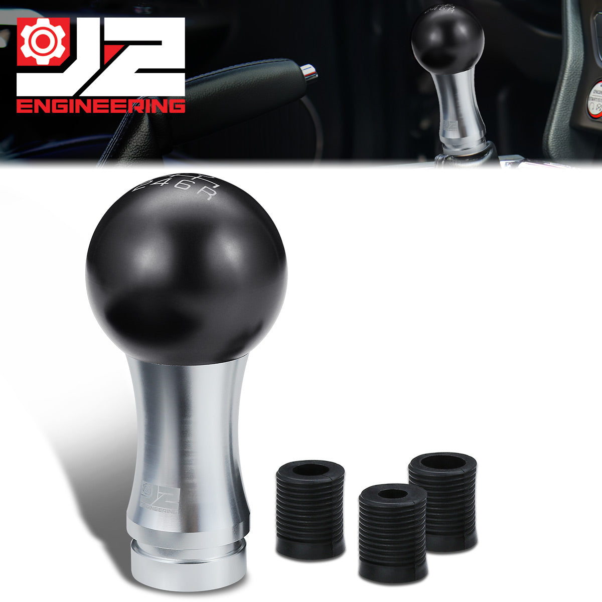 J2 Engineering, 48mm X 98mm 6-Speed Ball Teardrop Style Shift Knob [A Variety of Color Options]