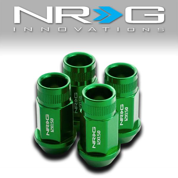 NRG Innovations, 4Pcs M12 x 1.5 Open-End 1.75 L in. Aluminum Lug Nuts - LN-100GN