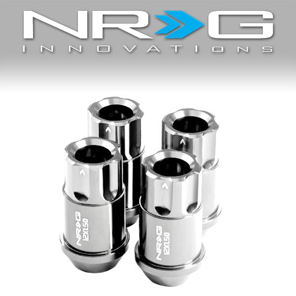 NRG Innovations, 4Pcs M12 x 1.5 Open-End 1.75 in. L Aluminum Lug Nuts - Chrome