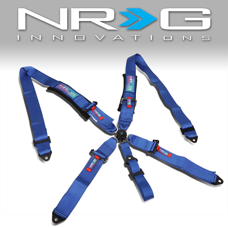 NRG Innovations, 5 Point Cam Lock Racing Seat Belt Harness Blue - SBH-B6PCBL