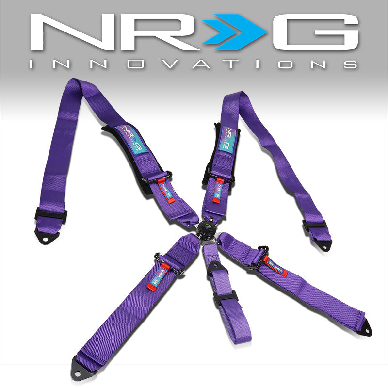 NRG Innovations, 5 Point Cam Lock Racing Seat Belt Harness Purple - SBH-B6PCPP