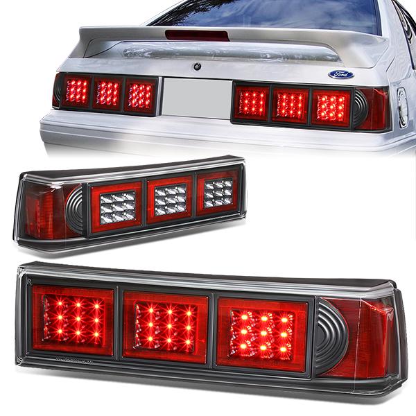 Nuvision Lighting, 87-93 Ford Mustang LED Rear Brake Tail Lights - Altezza Style - Black Housing