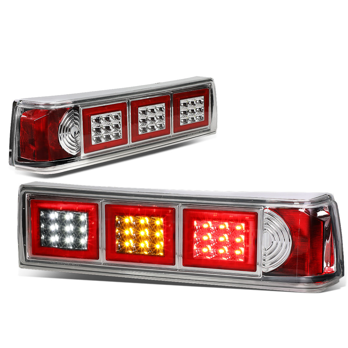 Nuvision Lighting, 87-93 Ford Mustang LED Rear Brake Tail Lights - Altezza Style - Chrome Housing