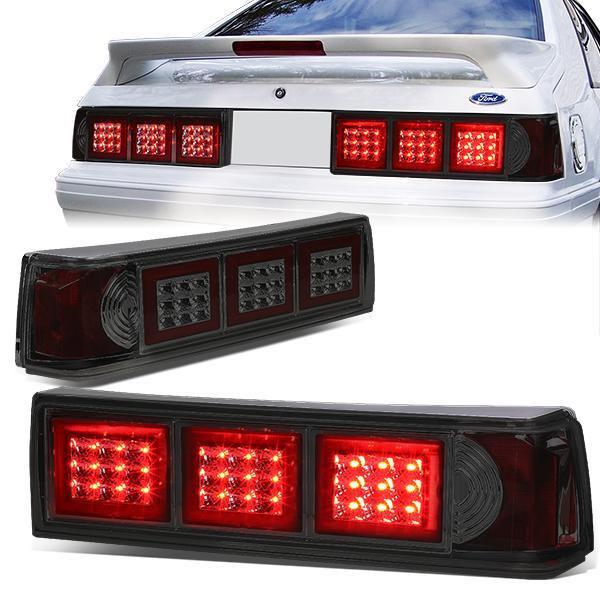 Nuvision Lighting, 87-93 Ford Mustang LED Rear Brake Tail Lights - Altezza Style - Smoked Housing