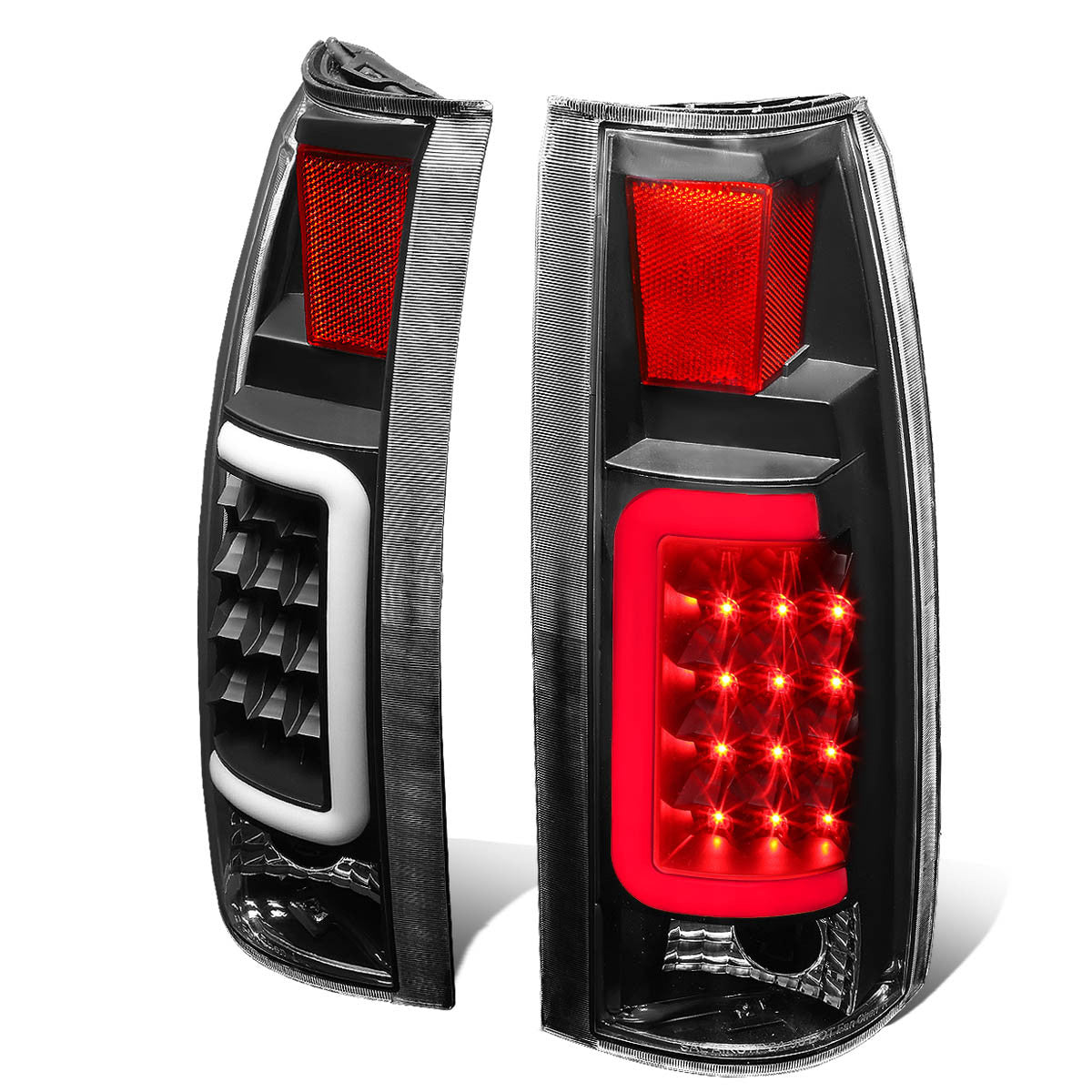 Nuvision Lighting, 88-00 Chevy Silverado C10 C/K 1500 2500 3500 Suburban LED C-Bar Tail Lights - Black