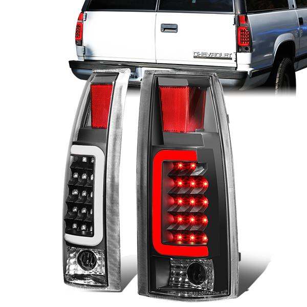 Nuvision Lighting, 88-00 Chevy Silverado C10 C/K 1500 2500 3500 Suburban LED C-Bar Tail Lights - Black