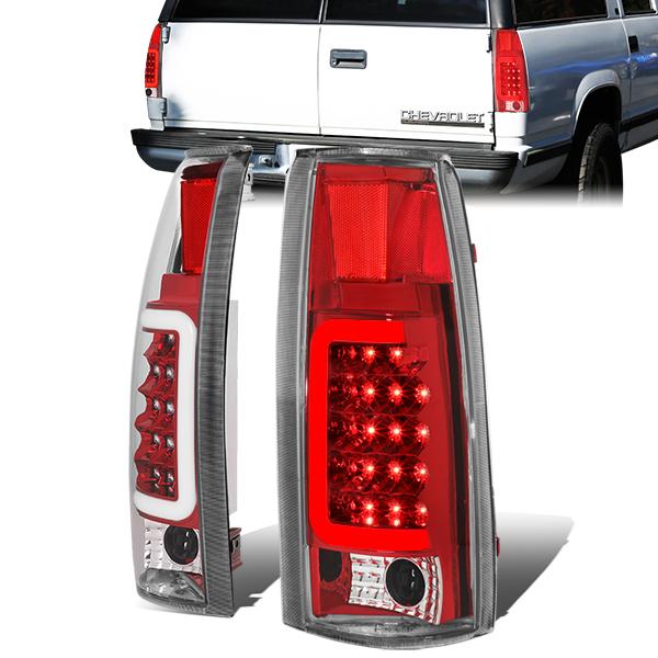 Nuvision Lighting, 88-00 Chevy Silverado C10 C/K 1500 2500 3500 Suburban LED C-Bar Tail Lights - Red