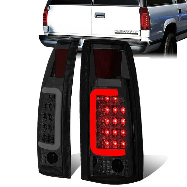 Nuvision Lighting, 88-00 Chevy Silverado C10 C/K 1500 2500 3500 Suburban LED C-Bar Tail Lights - Smoked