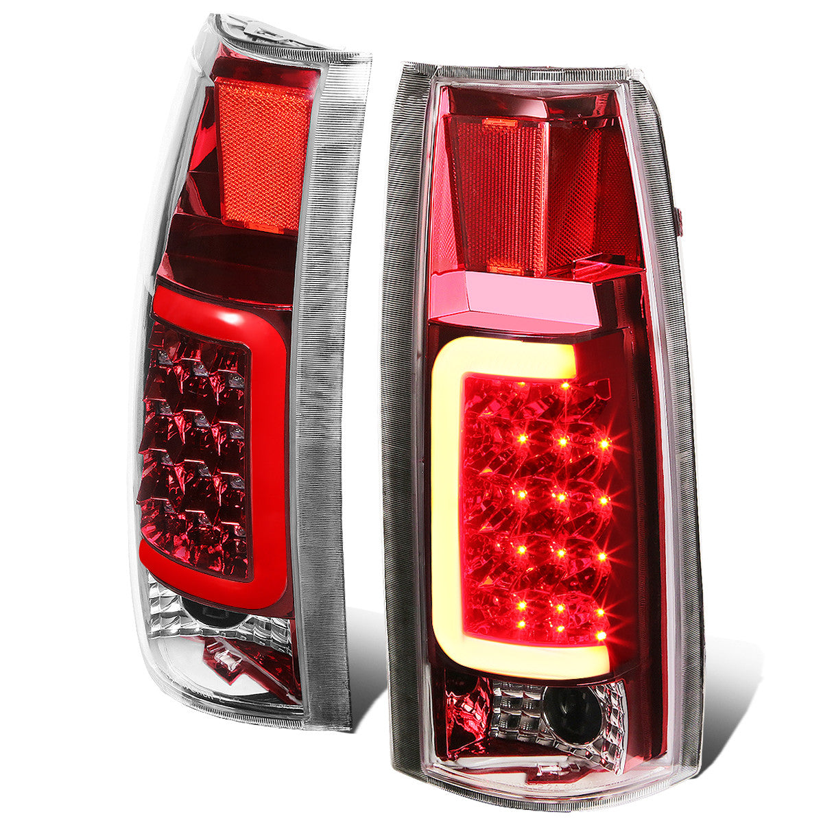 Nuvision Lighting, 88-00 Chevy Silverado C10 C/K 1500 2500 3500 Suburban Red C-Bar LED Tail Lights