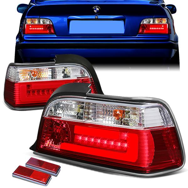 Nuvision Lighting, 92-99 BMW E36 318i 323i 325i 328i M3 Couep/Convertible LED Bar Tail Lights - Red