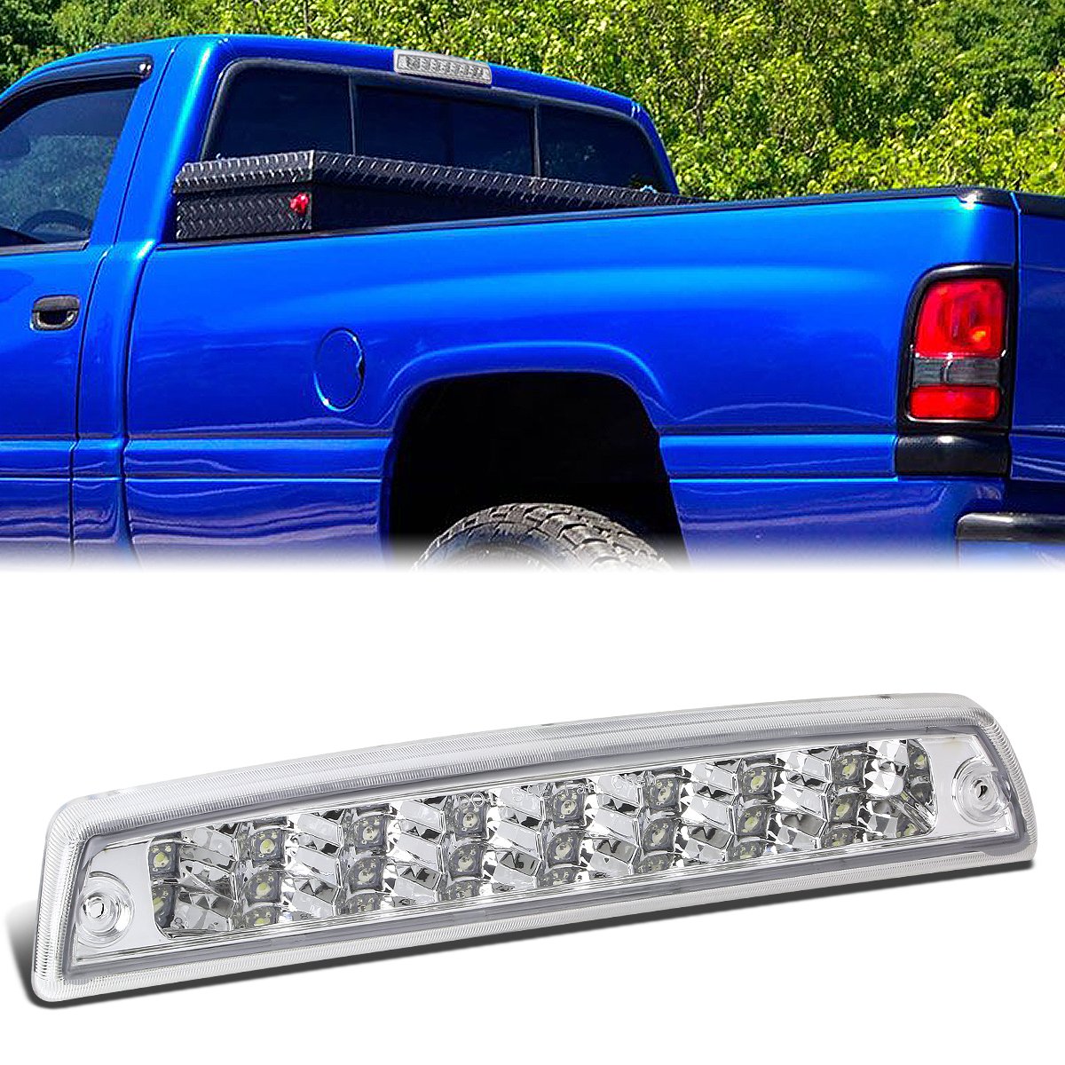 Nuvision Lighting, 94-02 Dodge Ram 1500 2500 3500 LED 3rd Brake Light+Cargo Lamp - Clear Lens