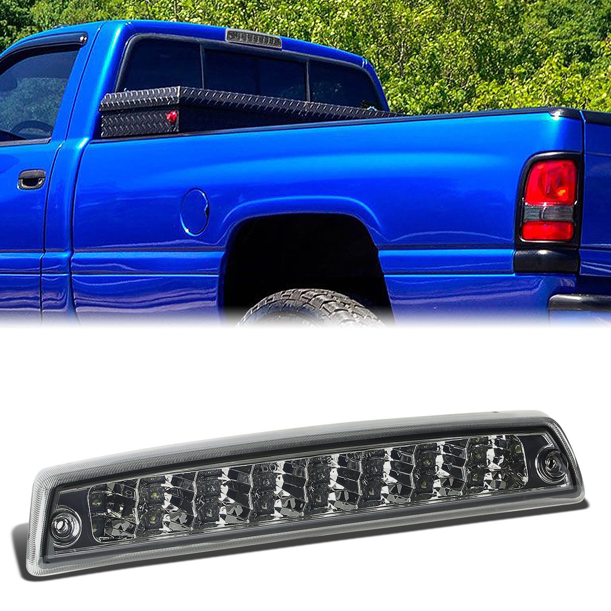 Nuvision Lighting, 94-02 Dodge Ram 1500 2500 3500 LED 3rd Brake Light+Cargo Lamp - Smoked Lens