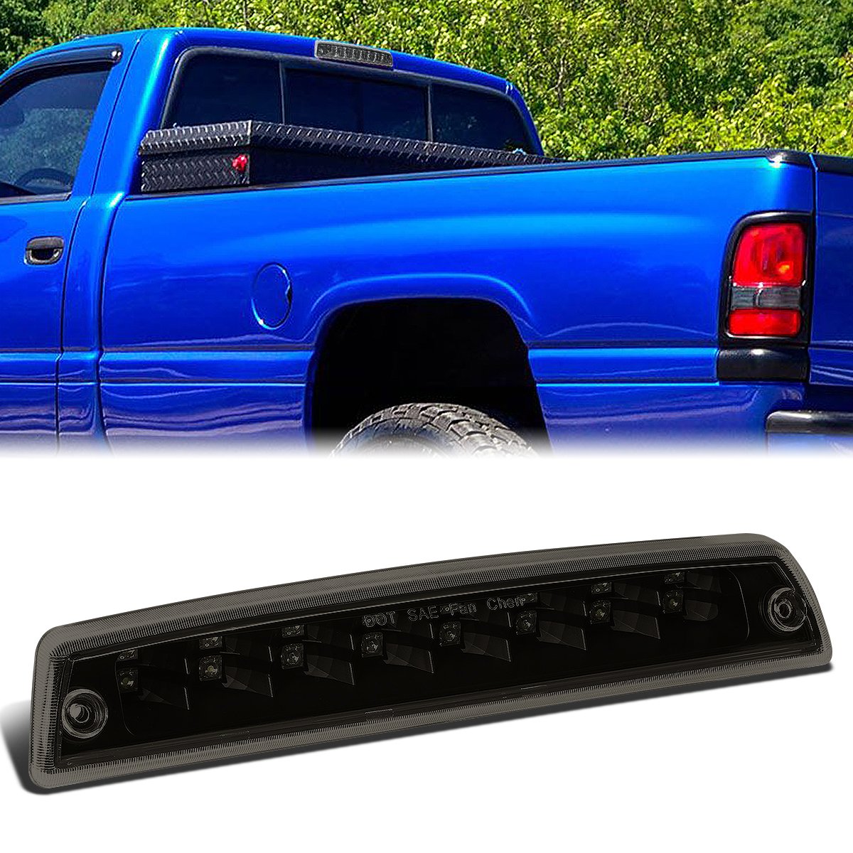 Nuvision Lighting, 94-02 Dodge Ram 1500 2500 3500 LED 3rd Brake Light+Cargo Lamp - Tinted Lens