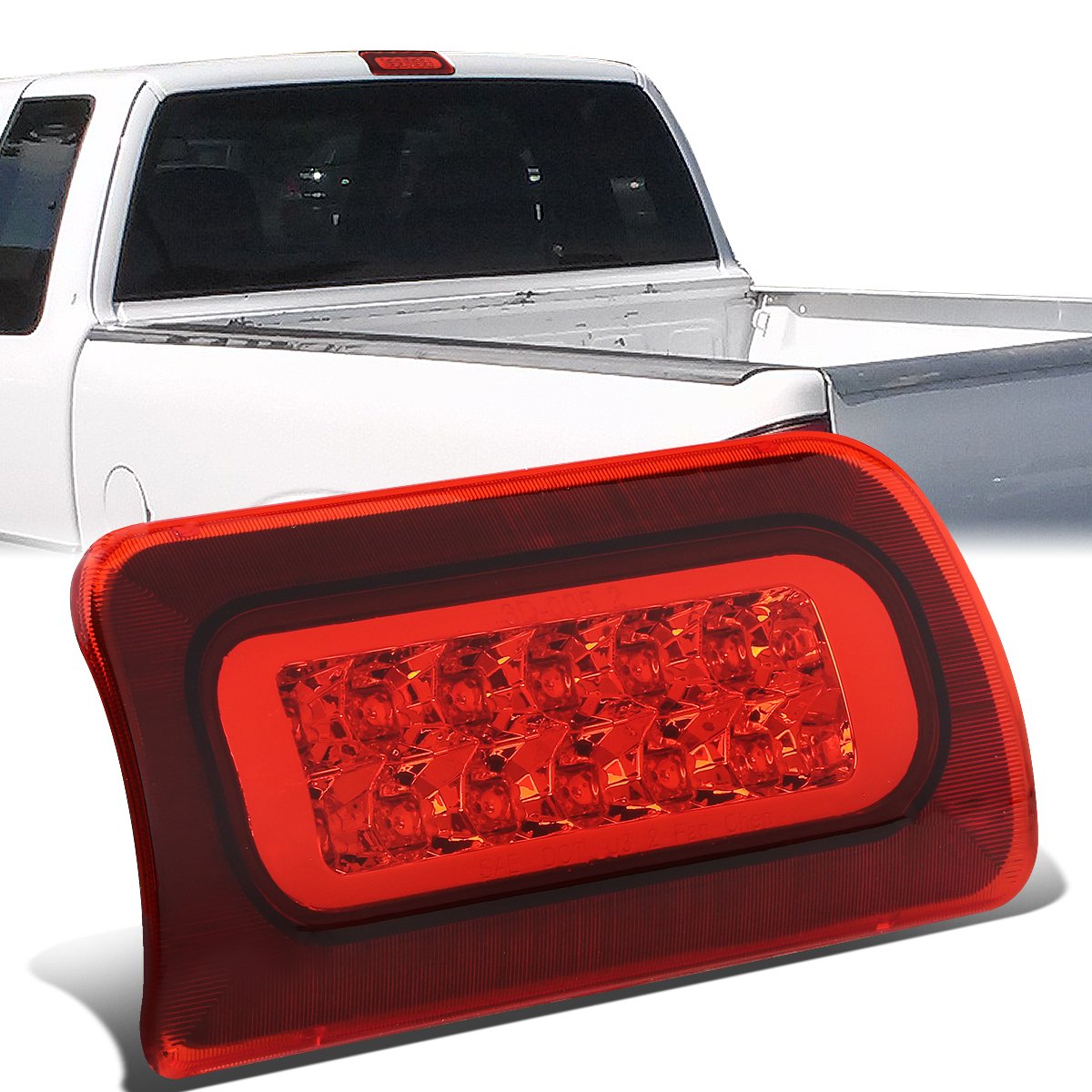 Nuvision Lighting, 94-03 Chevy S10 GMC Sonoma Standard Cab 2-RowLED 3rd Brake Light - Red Lens