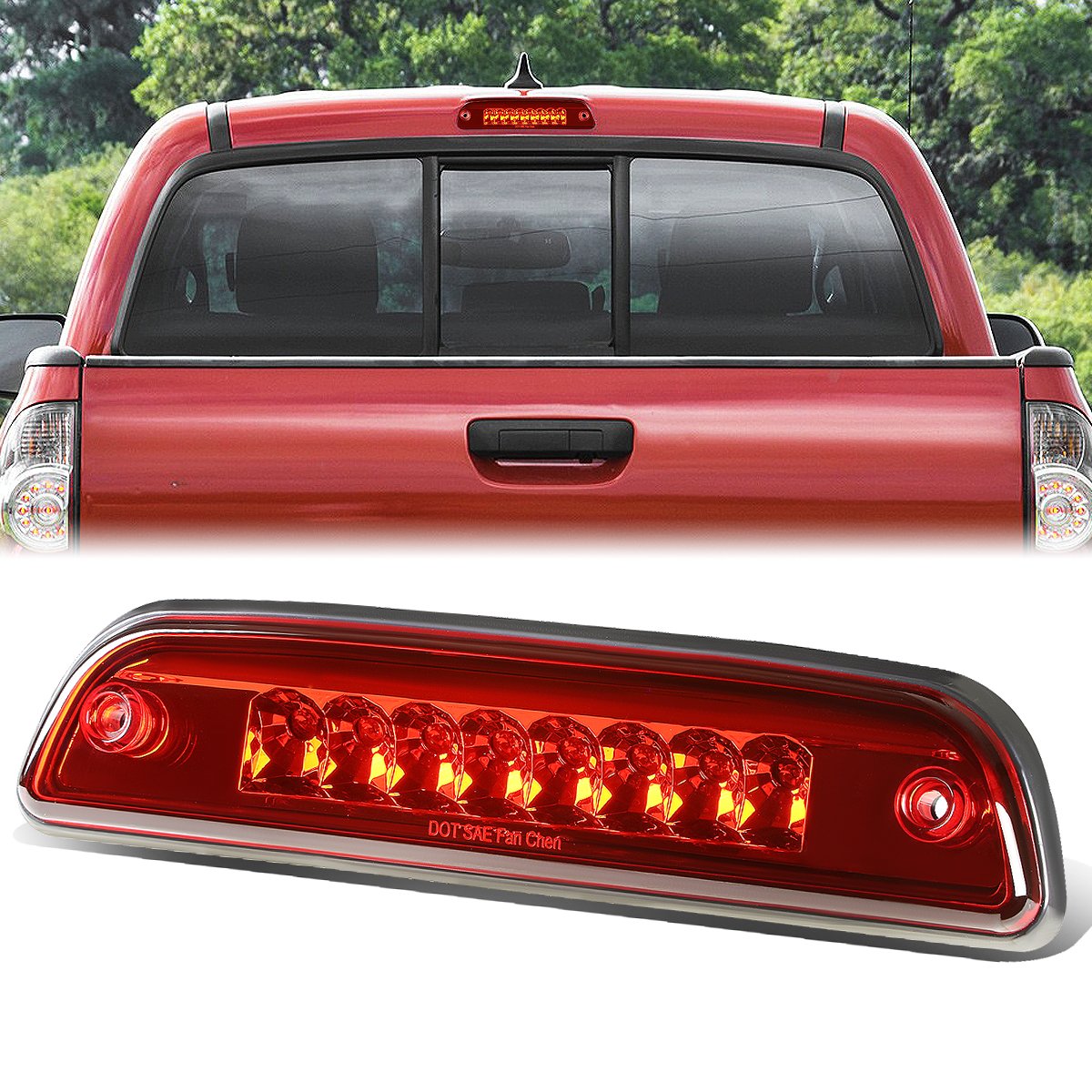 Nuvision Lighting, 95-15 Toyota Tacoma LED 3rd Brake Light - Red Lens