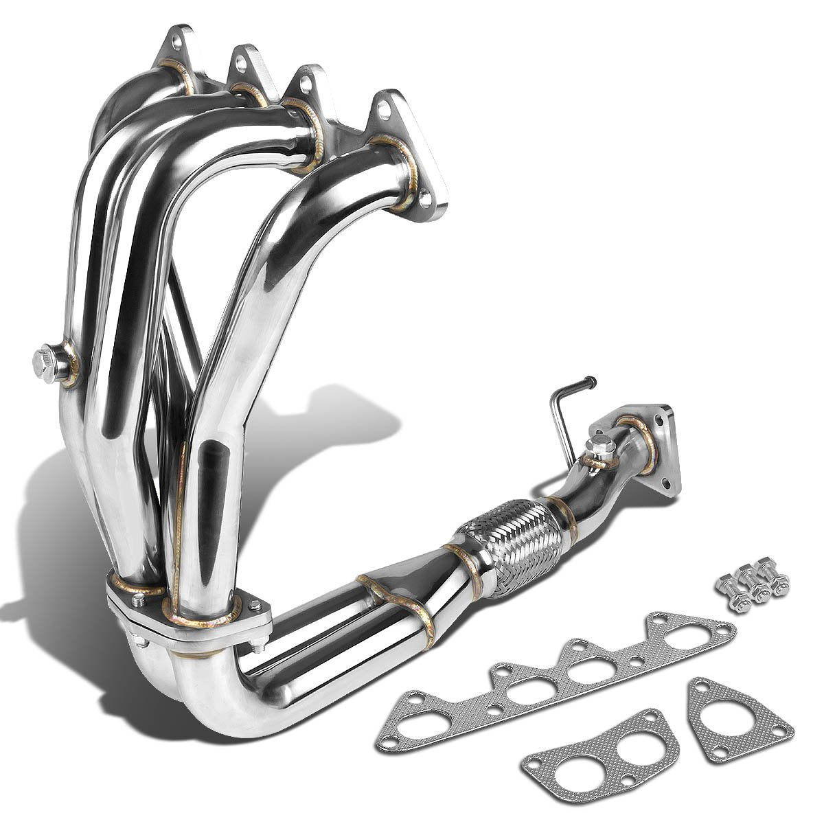 J2 Engineering, 98-02 Honda Accord 2.3L l4 4-2-1 Flex Exhaust Headers - Stainless Steel