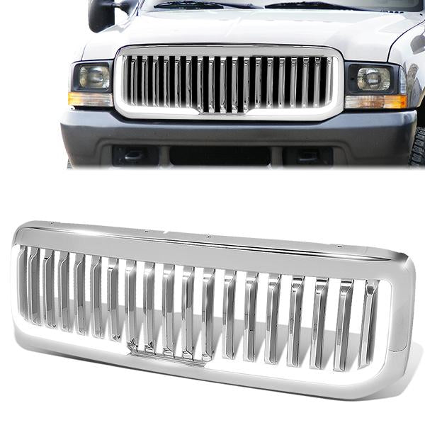 CAAP, 99-04 Ford F250 F350 F450 F550 Super Duty Front  Bumper Grille+LED Bar - Vertical Fence Style