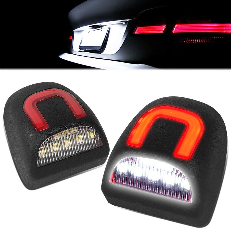 Nuvision Lighting, 99-13 Chevy Silverado GMC Sierra White LED Red Tube License Plate Lights