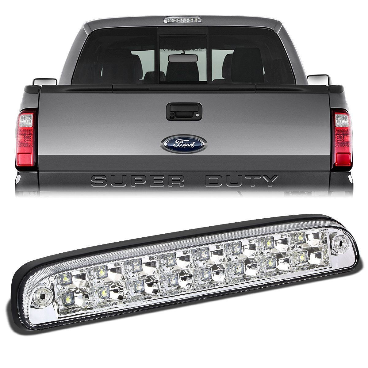 Nuvision Lighting, 99-16 Ford F250 F350 F450 F550 Super Duty LED 3rd Brake Light - Clear Lens