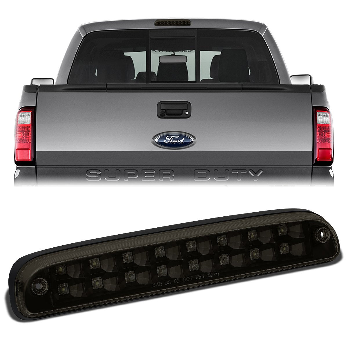 Nuvision Lighting, 99-16 Ford F250 F350 F450 F550 Super Duty LED 3rd Brake Light - Tinted Lens