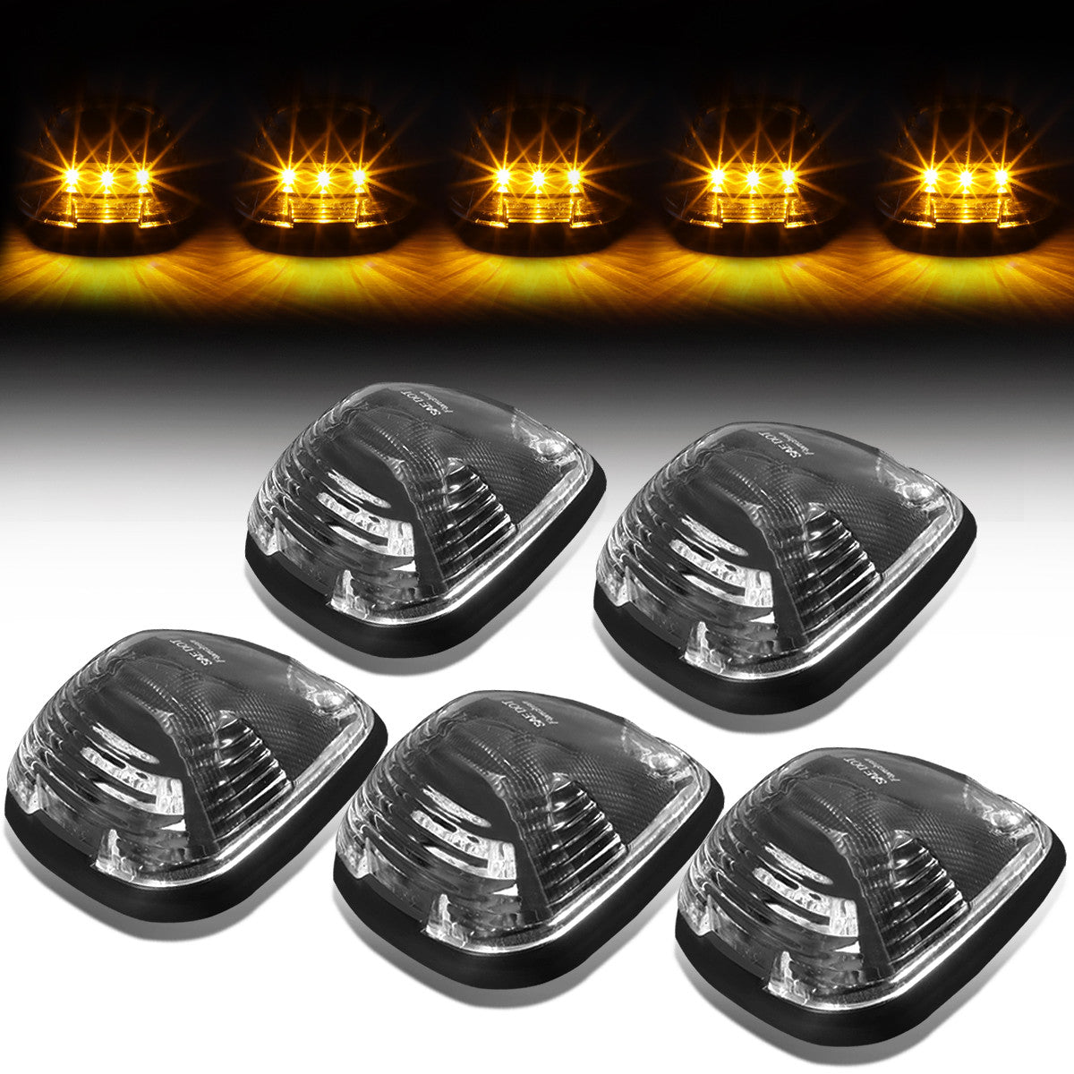 DNA Motoring, 99-16 Ford F250-F550 Super Duty 05-07 E150-E450 Black Housing Cab Roof Lights - Amber LED