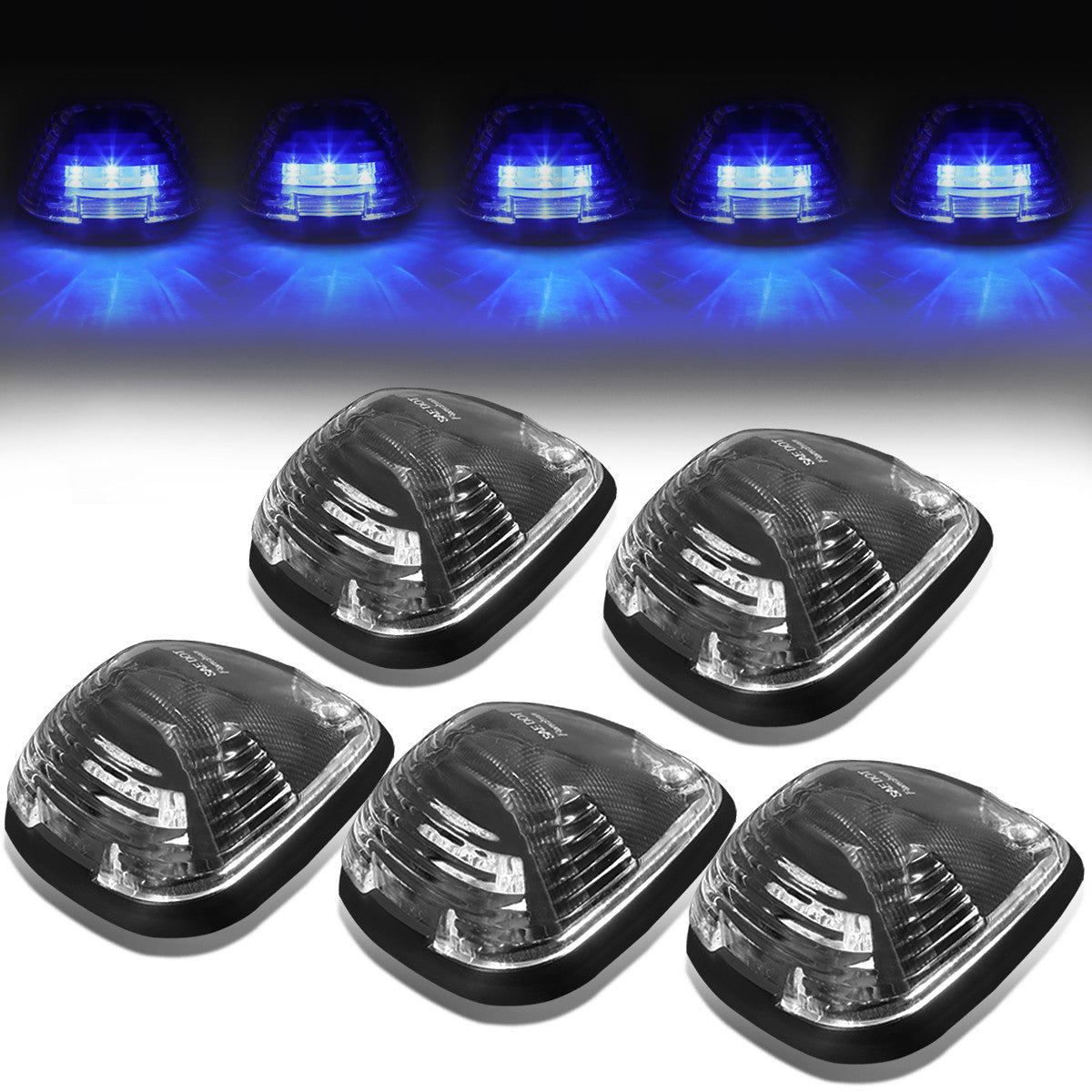 DNA Motoring, 99-16 Ford F250-F550 Super Duty 05-07 E150-E450 Black Housing Cab Roof Lights - Blue LED