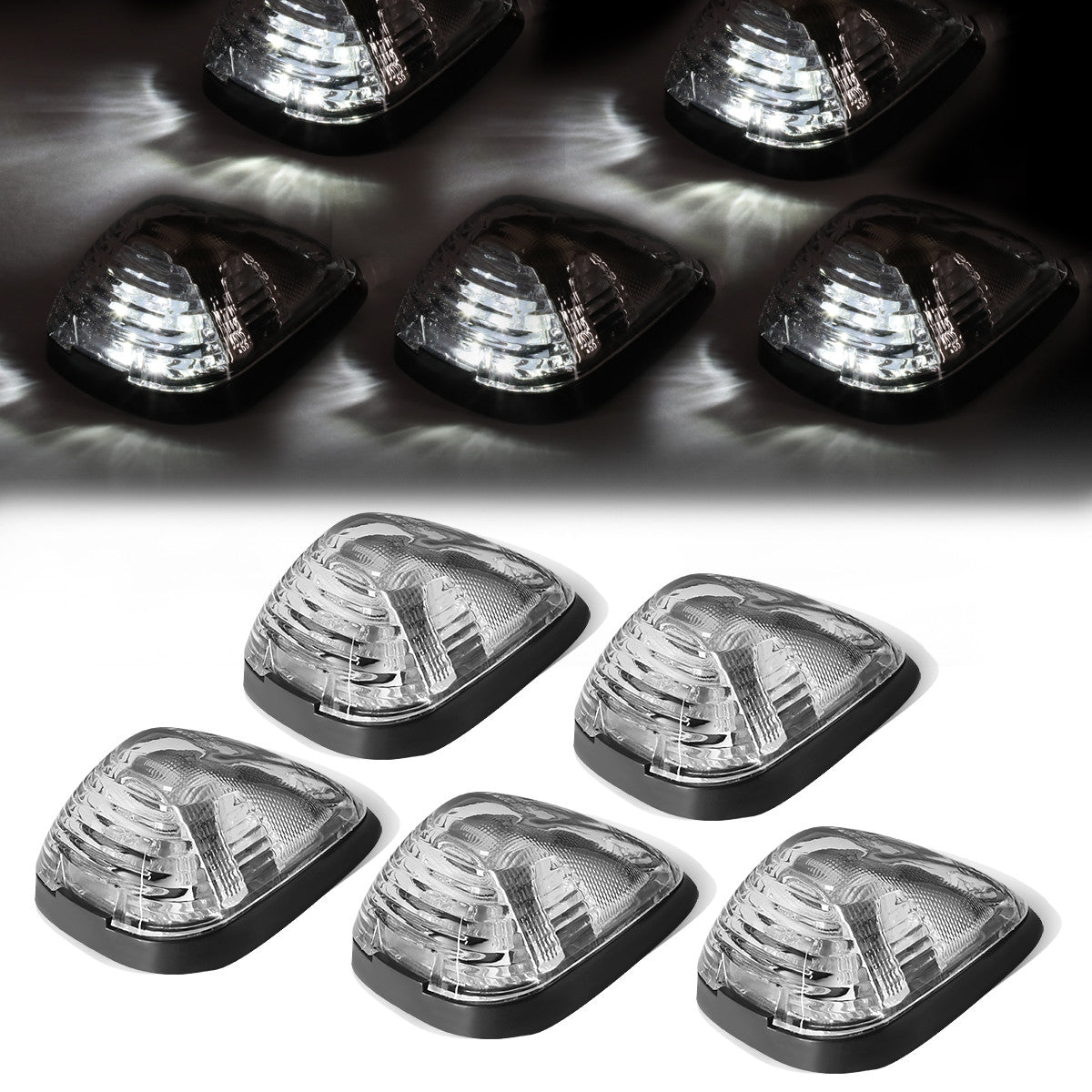 DNA Motoring, 99-16 Ford F250-F550 Super Duty 05-07 E150-E450 Chrome Housing Cab Roof Lights - White LED