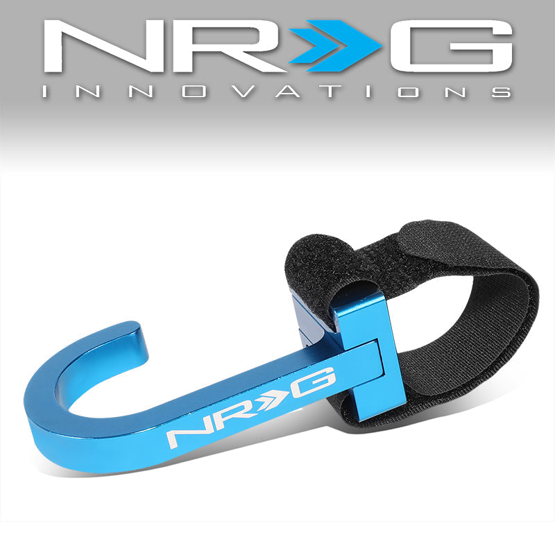 NRG Innovations, CNC Aluminum Steering Wheel Hook with Adjustable Strap - STR-100BL