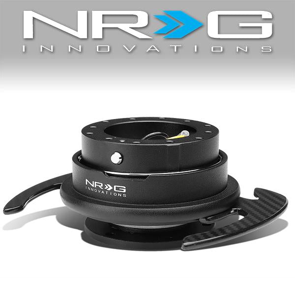 NRG Innovations, Gen 4.0 Steering Wheel Quick Release Adapter w/Carbon Fiber Hnadle - SRK-700BK-CF