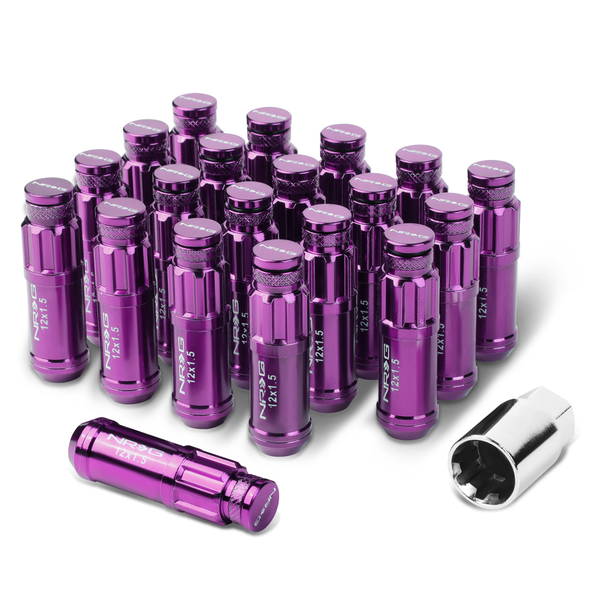 NRG Innovations, M12 X 1.5 20-Piece Lug Nuts - Removable Cap [A variety of color options]