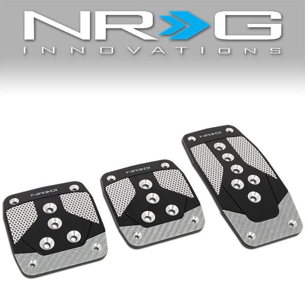 NRG Innovations, MT Manual Transmission Pedal Cover Plates w/Carbon Fiber Trim - PDL-400BK