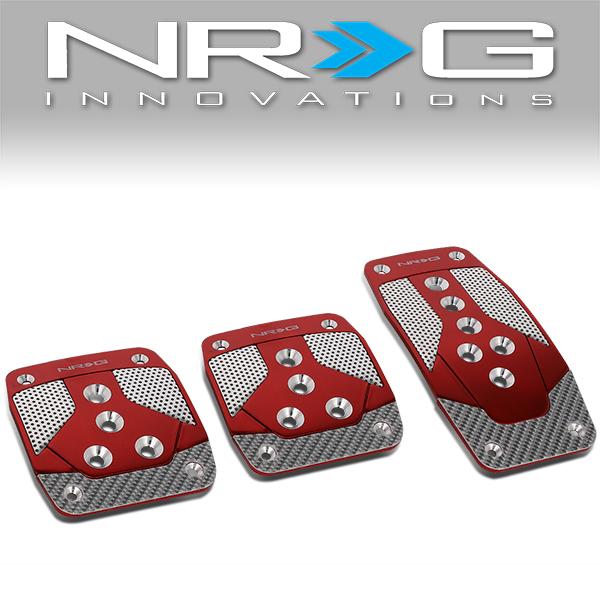 NRG Innovations, MT Manual Transmission Pedal Cover Plates w/Carbon Fiber Trim - PDL-400RD