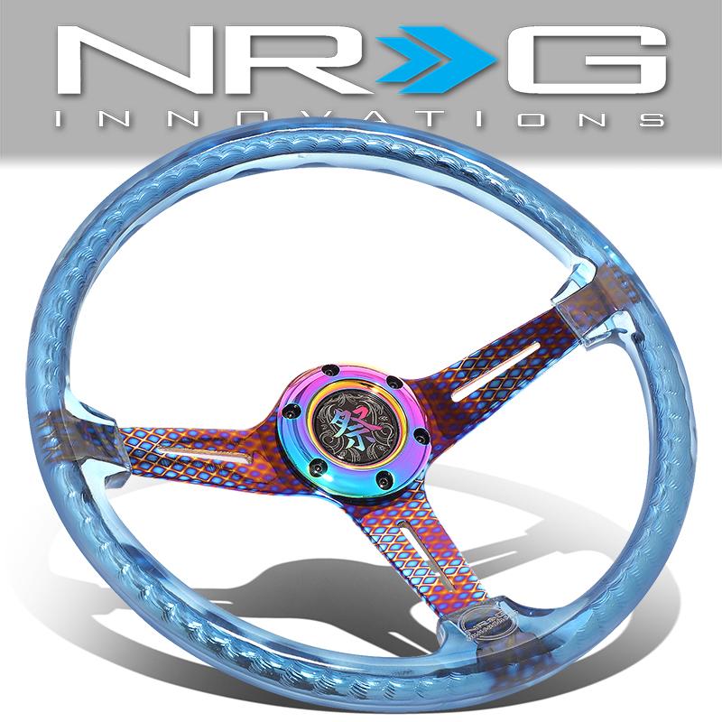 NRG Innovations, Matsuri 350mm 2 in. Deep Dish Blue Acrylic Grip Steering Wheel - RST-027GM-BL