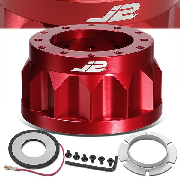 J2 Engineering, Mazda Miata Hyundai Accent Kia Rio Aluminum Steering Wheel Hub Adapter - Red