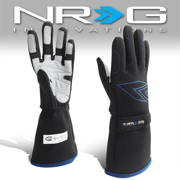 NRG Innovations, Medium Size Double Layer Racing Gloves w/Arrow Logo - GS-500BK