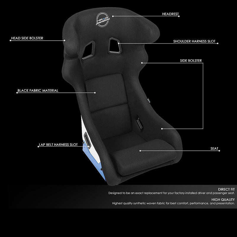 NRG Innovations, Microfiber Fiberglass Fixed Back Bucket Racing Seat w/Bracket - FRP-600WT