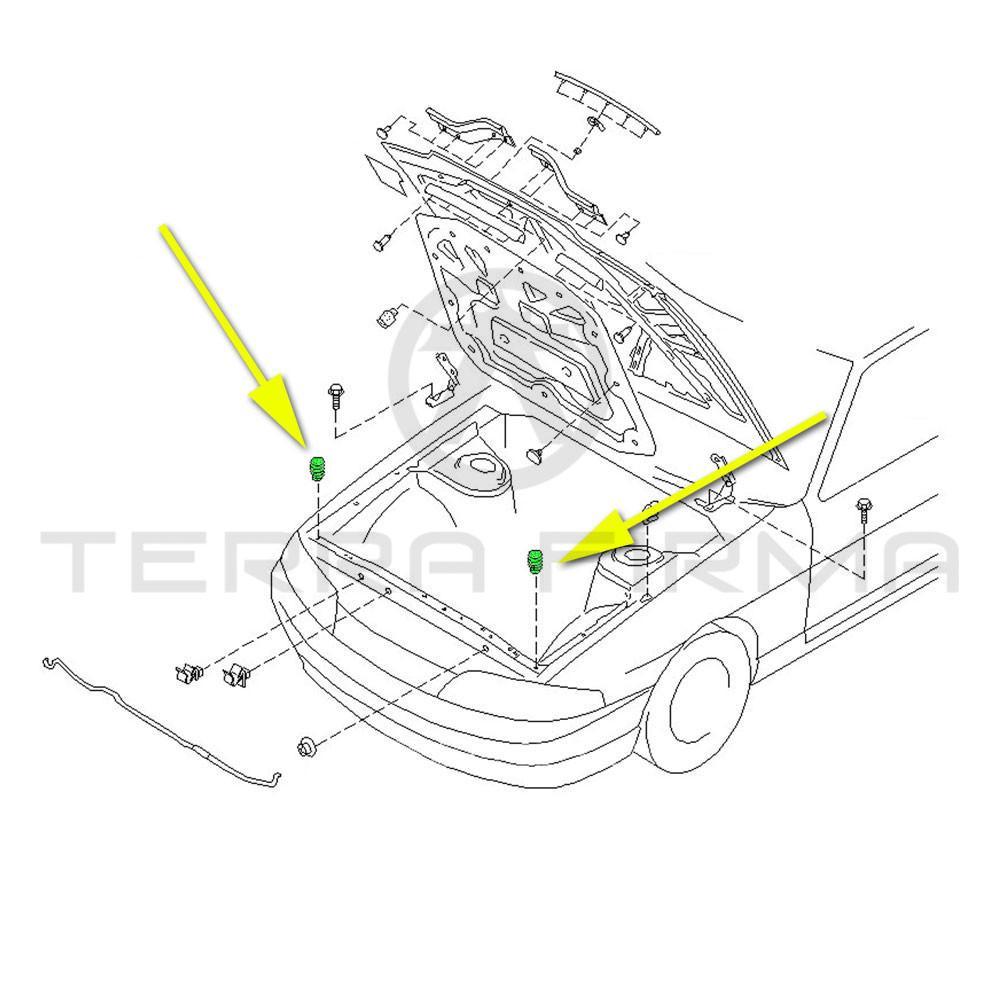 Nissan, Nissan Skyline R33 (Except GTR) Hood Rubber Bumper On Core Support (Late)