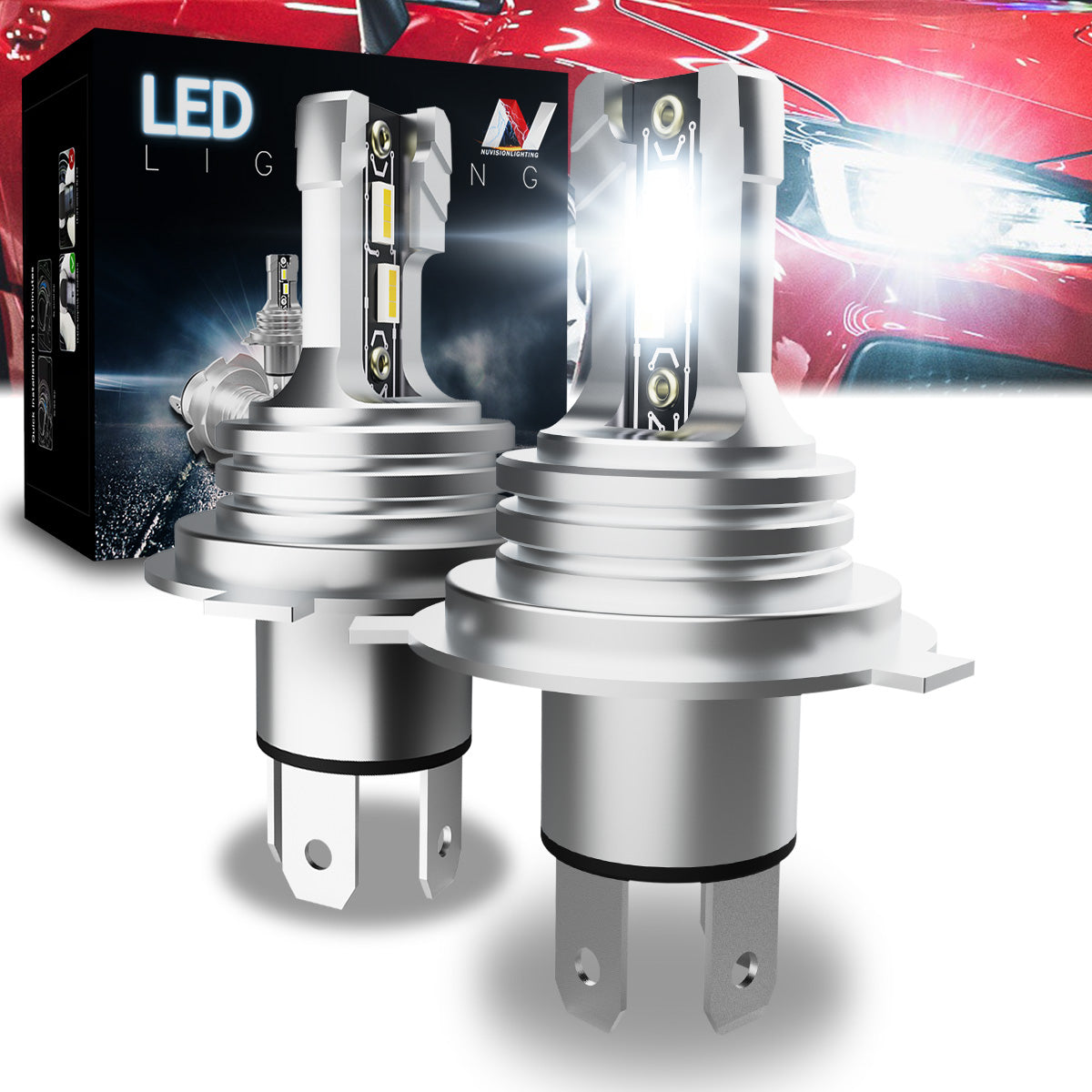 Nuvision Lighting, Pair H4 CSP LED Headlight Lamp Bulbs Conversion Kit